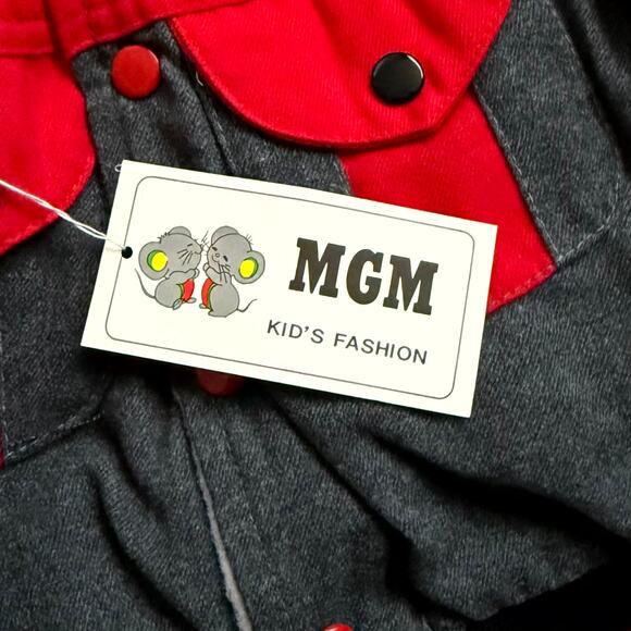 Vintage 90s MGM Kids Fashion Cap Jacket Pants Set 12M Red Gray Baseball Sports - Picture 6 of 10